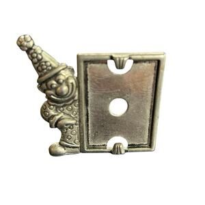 Mini Silver Tone- Clown Photo Display stand- Some wear- 2.5x2 " kidcore